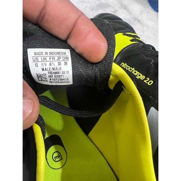 Adidas Nitrocharge 2.0 FG Soccer Cleats Black Yellow Men’s Size 12 Firm Ground - Picture 6 of 13